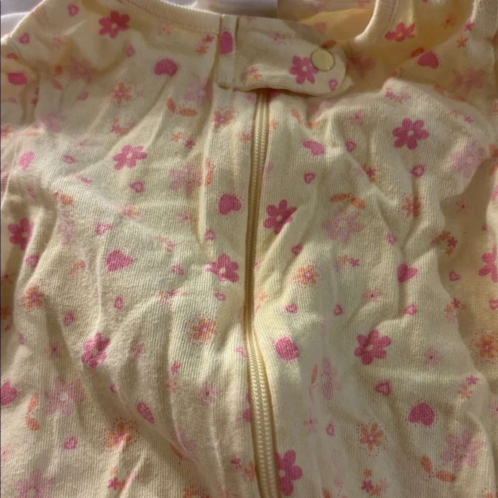 Child of mine Yellow and Pink Floral Footie newborn